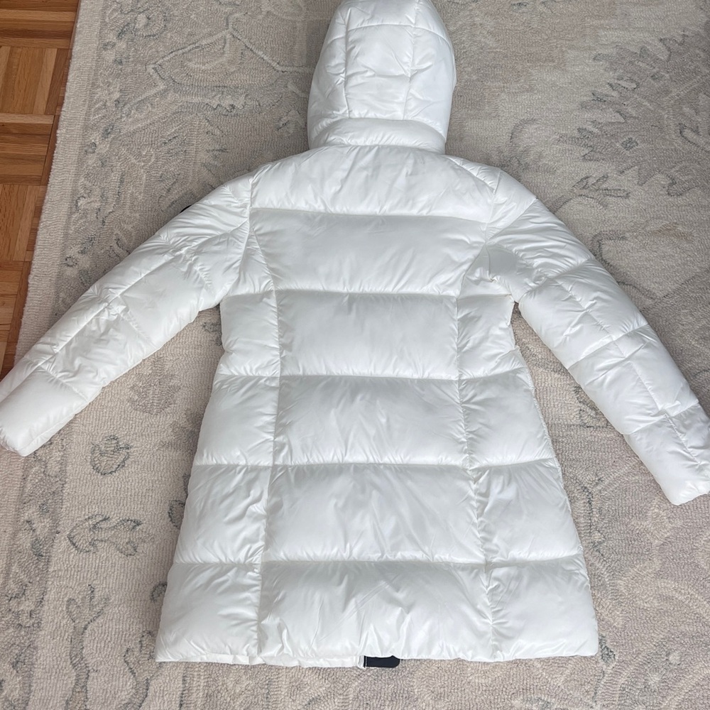 Save The Duck Women's White Hooded Puffer Coat Size L - Picture 9 of 9